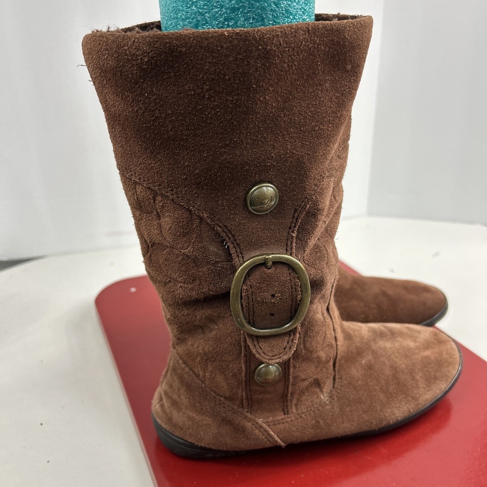 Coach Meyer Mid Winter Boots Womens Size 6.5B Brown Leatherβ Sheepskin Pull on